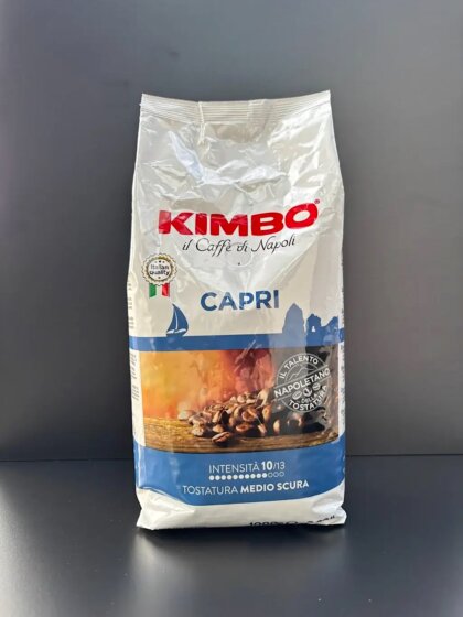 Kimbo Capri espressobönor 1kg italienska kaffebönor framifrån
