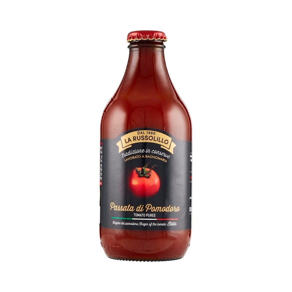 Italiensk tomatsås La Russolillo Craft Beer Style i glasflaska