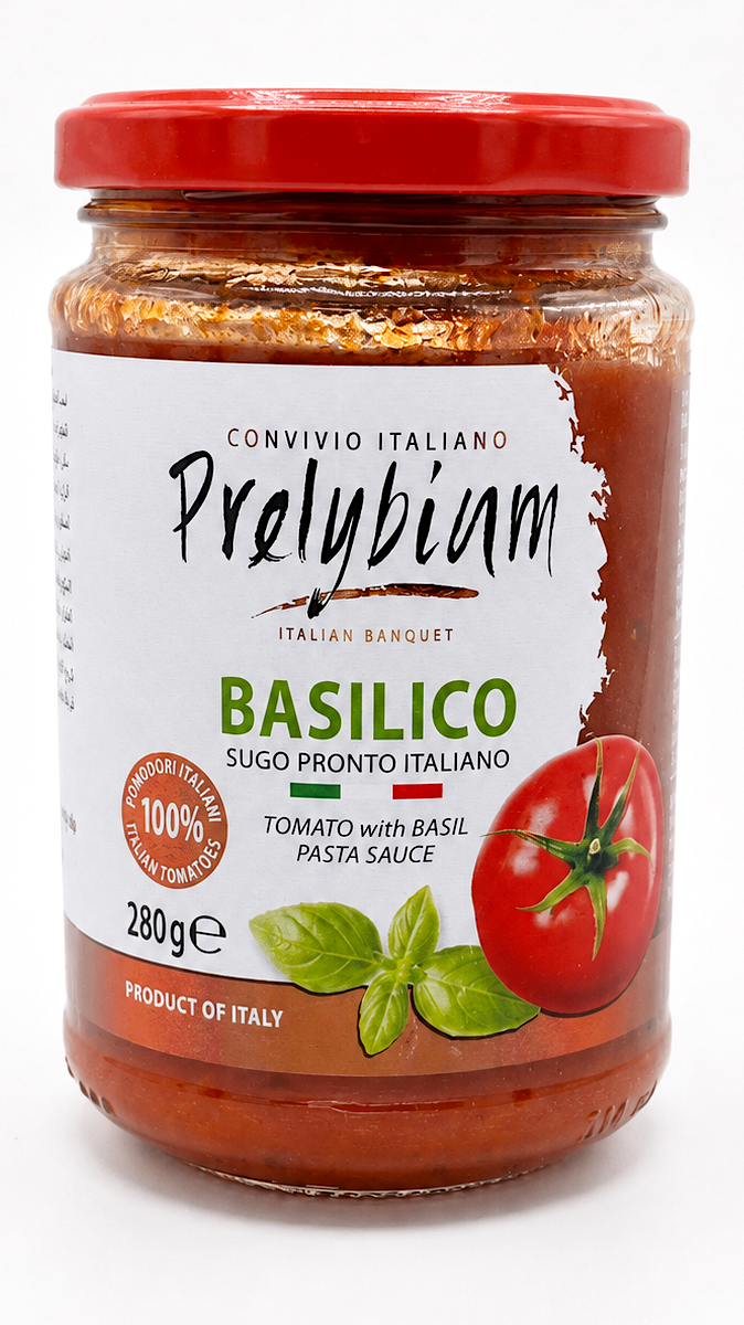 PRELYBIUM Basilico fardig tomat- och basilikasas 280 g - framsida